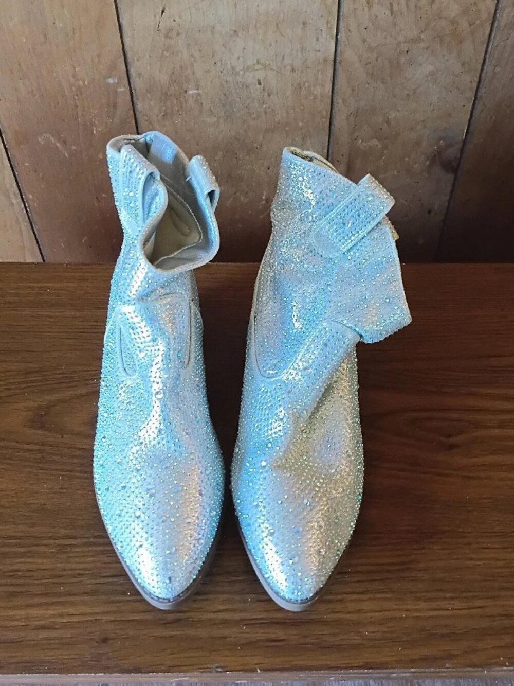 Link Girls Silver Rhinestone Western Pull On Ankle Boots Size 3 never worn - Picture 3 of 6